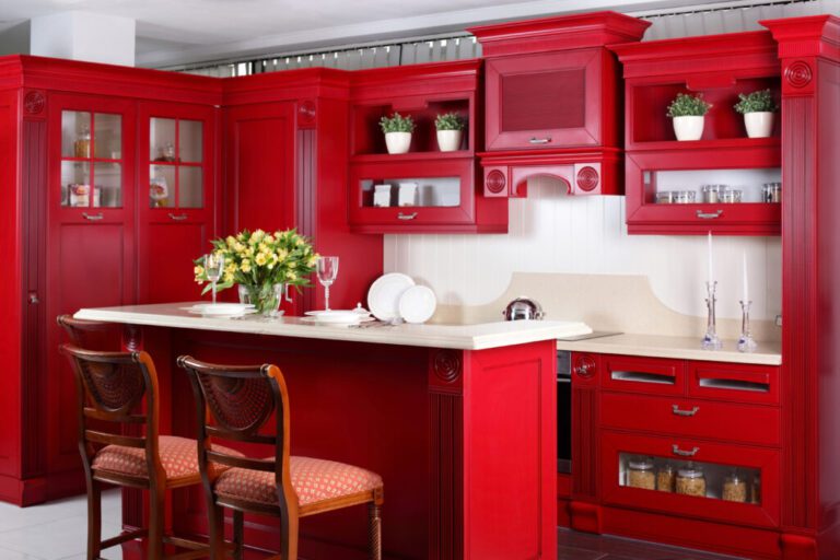 Red Kitchen Cabinets: A Guide To Materials, Finishes And Styles