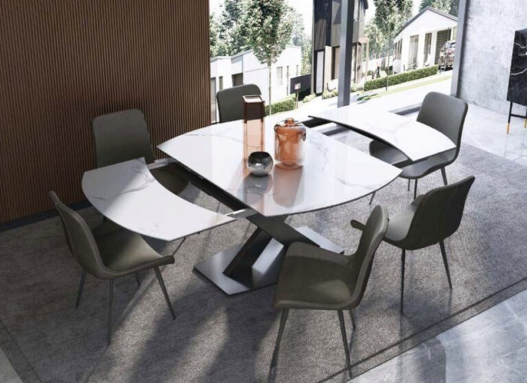 Al Masarat Dining Table | Marble, Extendable, Walnut, Round And