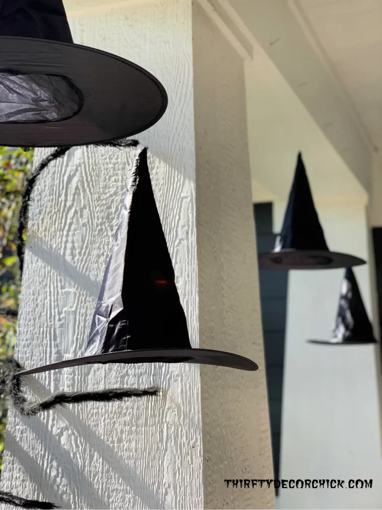 Diy Floating And Glowing Witch Hats For Front Porch